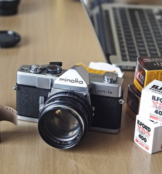 Minolta 35mm Analog Film Camera with Ilford ISO 400 Film at a studio magazine